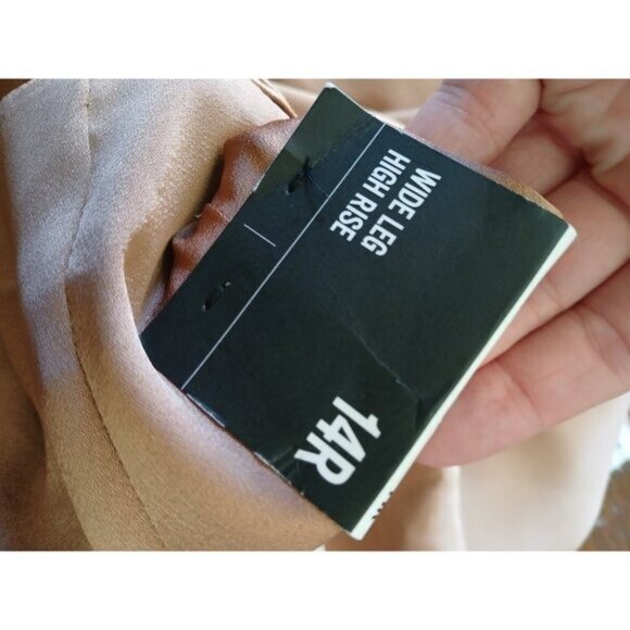 Express 14R Satin Wide Leg High Rise Brown Pants Luxe Glam Evening Trousers - Picture 8 of 9